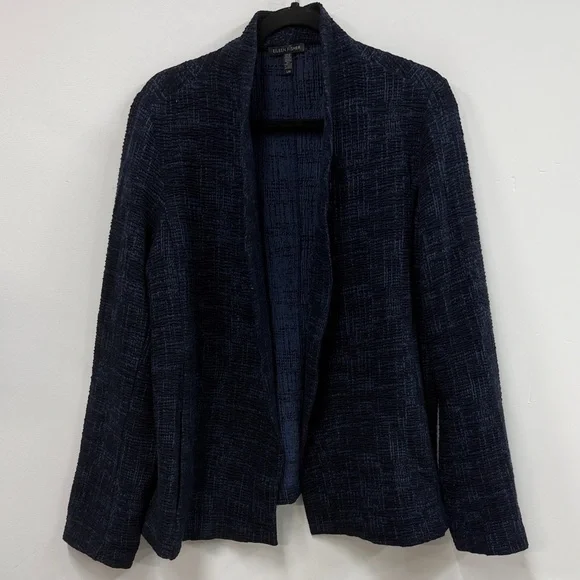 Eileen Fisher Navy Textured Blazer L - Picture 1 of 7